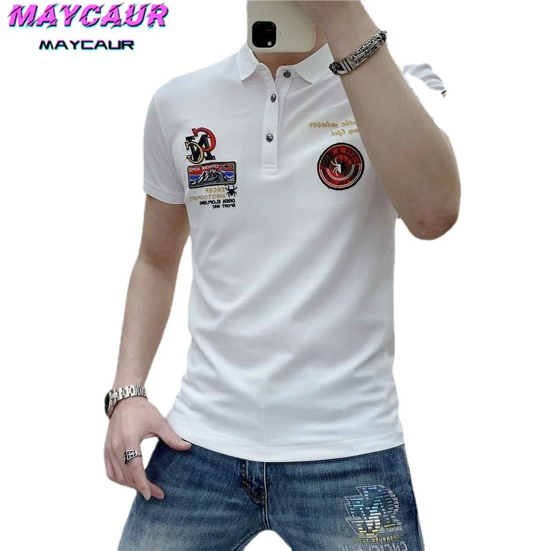 2021 Summer Korean Fashion Clothing Men's Polo Shirt Short Sleeve T-shirt Lapel Letter White Embroidered Large Size TopS
2021 Summer Korean Fashion Clothing Men's Polo Shirt Short Sleeve T-shirt Lapel Letter White Embroidered Large Size TopS