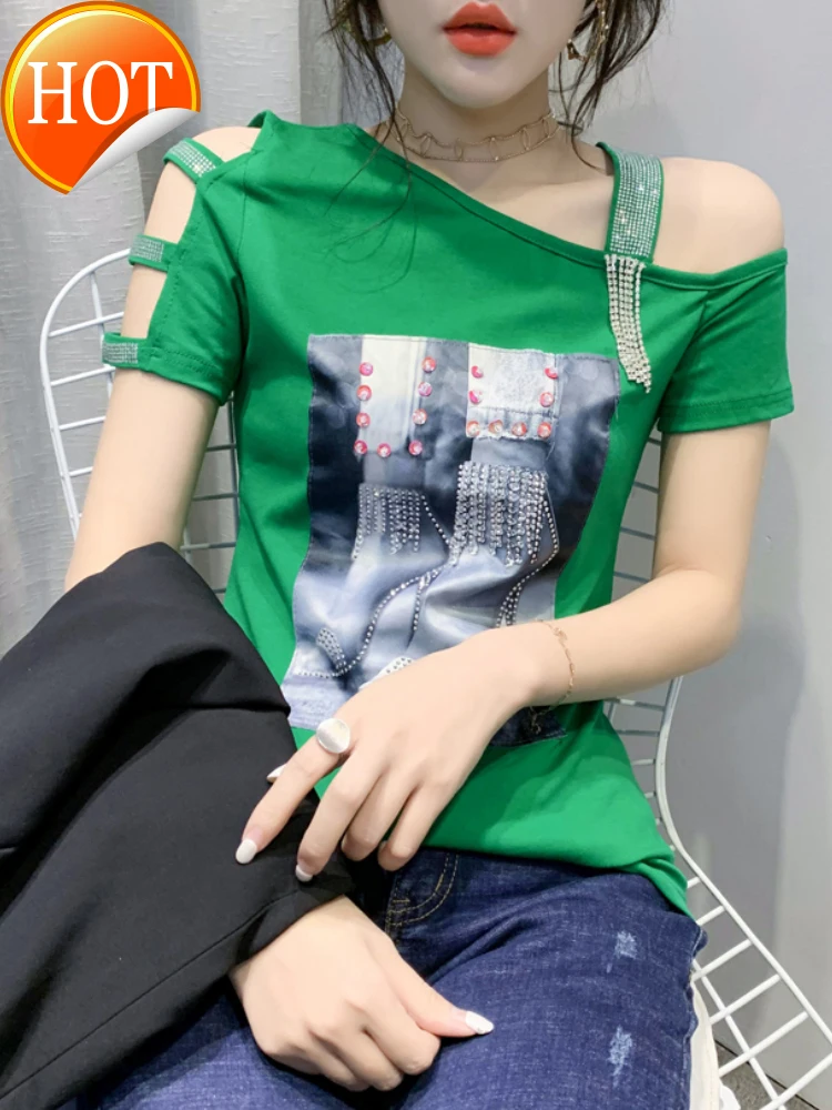 Summer 2021 new fashion short sleeve design top heavy industry sexy cotton T-shirt women's fashion
Summer 2021 new fashion short sleeve design top heavy industry sexy cotton T-shirt women's fashion