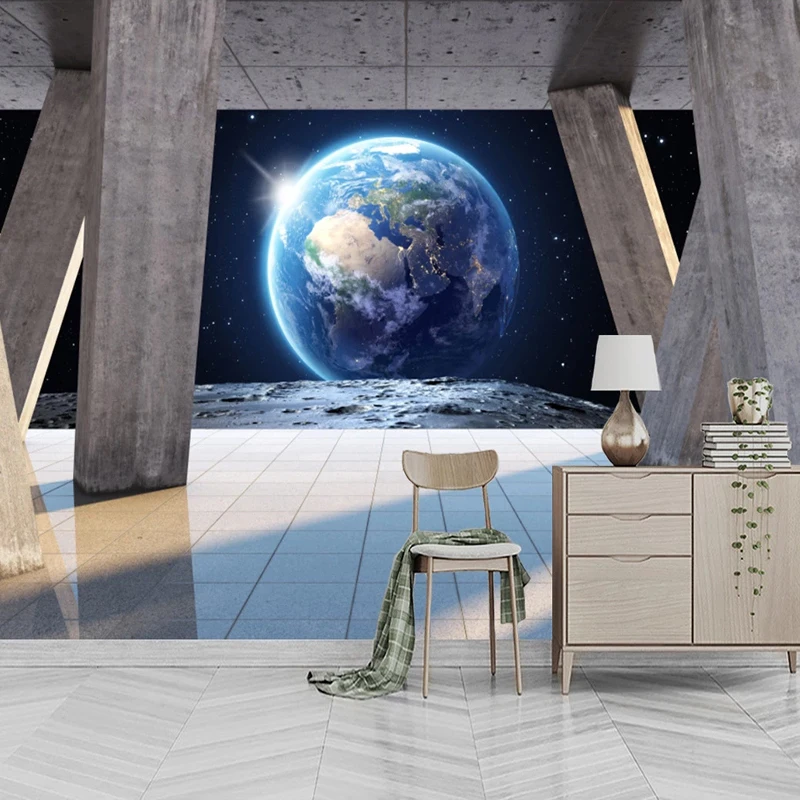 Фотообои на заказ каменная колонна земля солнечный свет 3D космический пейзаж