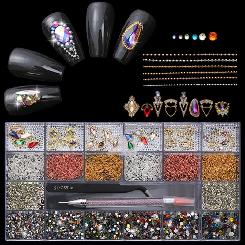 21 Grids Nail Art Decoration Multi Shapes with Dual-ended Dotting Pen Tweezers Set DIY Manicure Tool
21 Grids Nail Art Decoration Multi Shapes with Dual-ended Dotting Pen Tweezers Set DIY Manicure Tool