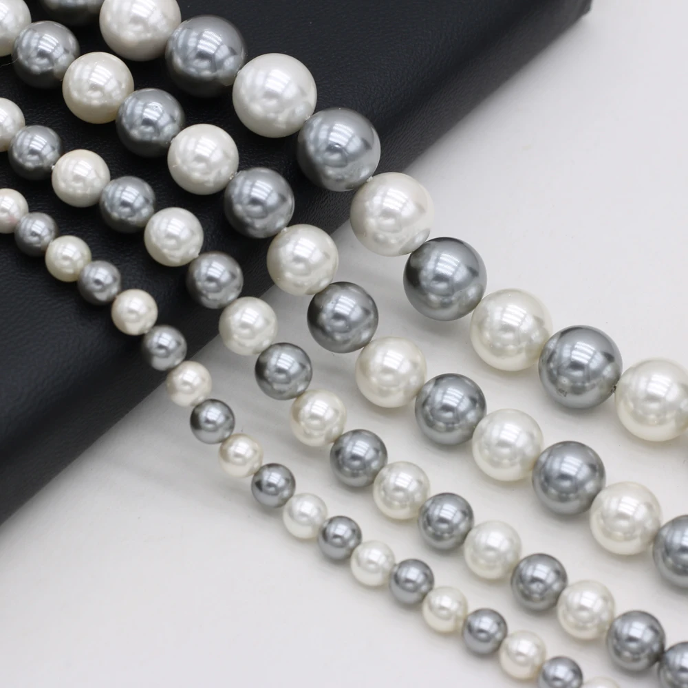 High Quality Pearl Round White Gray Mixed Color Shell Beads Beaded DIY Necklace Bracelet Exquisite Jewelry Gift Making Wholesale 
High Quality Pearl Round White Gray Mixed Color Shell Beads Beaded DIY Necklace Bracelet Exquisite Jewelry Gift Making Wholesale