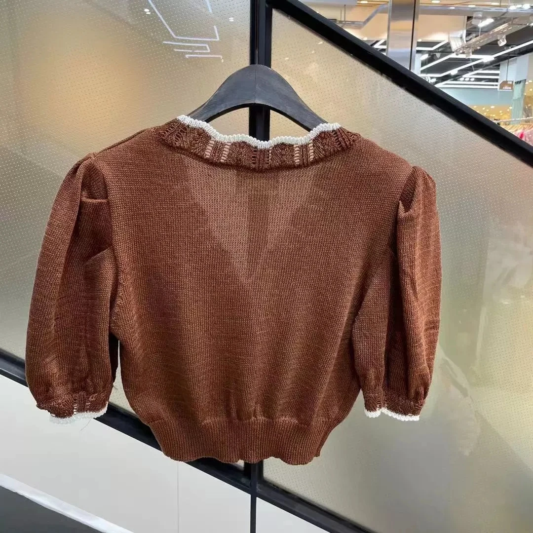 KUSAHIKI Korean Chic Summer Short Cardigan Sweater Puff Sleeve V-neck Elegant Knitwear 2021 New Women Knitted Tops 6J085
KUSAHIKI Korean Chic Summer Short Cardigan Sweater Puff Sleeve V-neck Elegant Knitwear 2021 New Women Knitted Tops 6J085