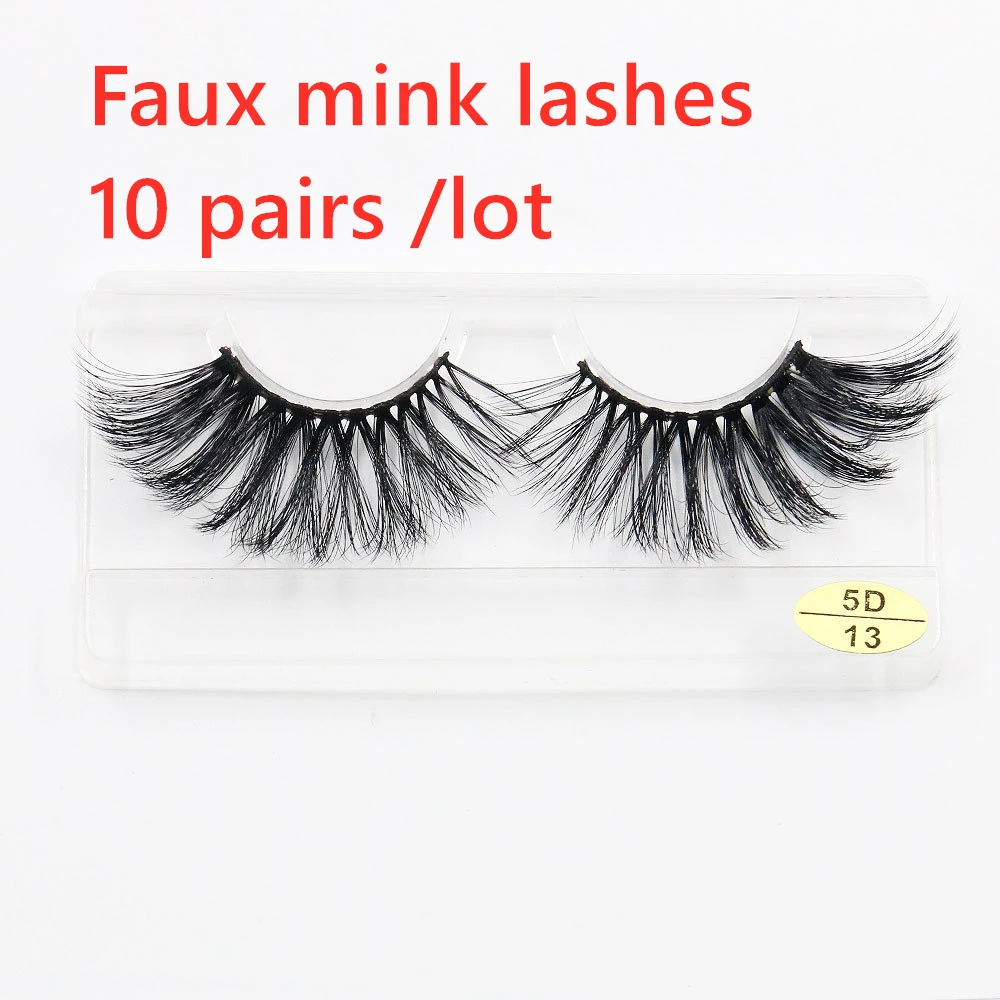 

Fluffy False Eyelashes 25mm Faux Mink Lashes Wholesale Long Full Strip Lashes Vendors Faux Mink Eyelashes Extension Bulk 10 Pair
