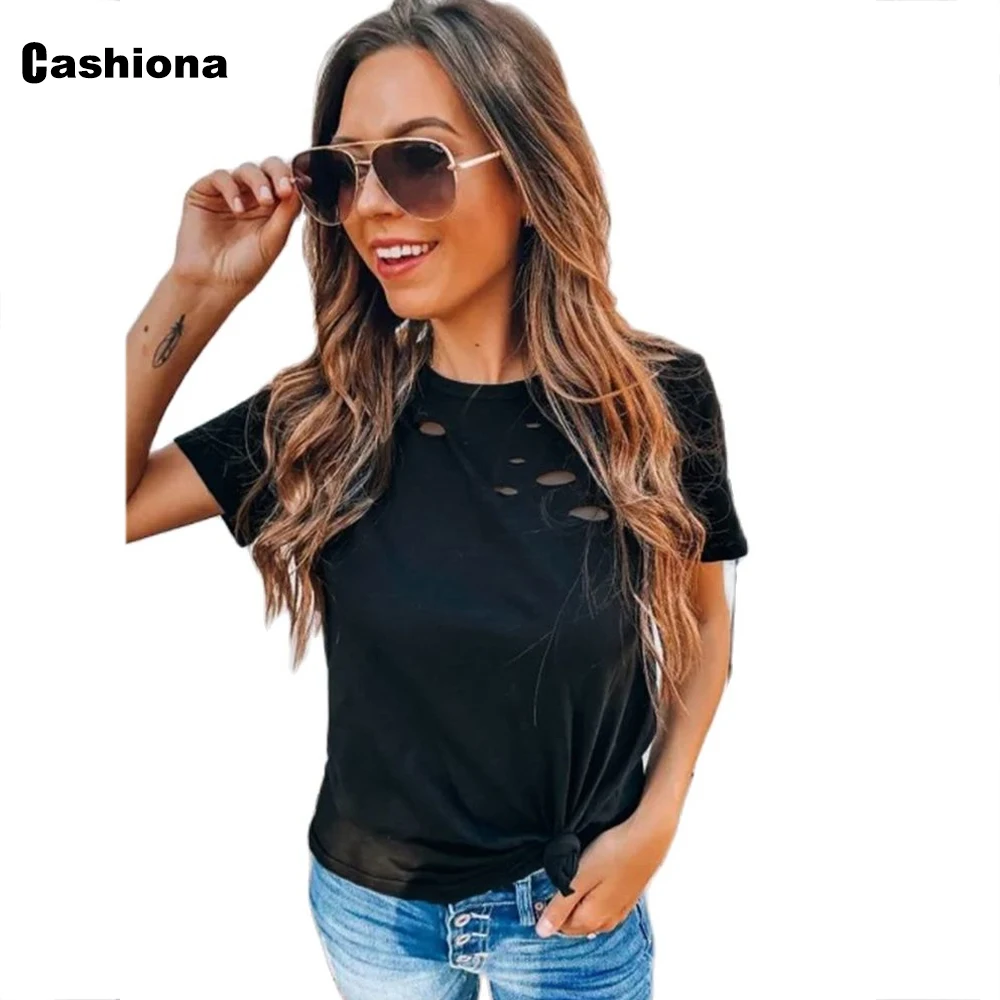 Cashiona Plus size 3xl Women Casual T-shirt Fashion Hole Ripped O-neck Loose Women's Top 2021 Summer Tees shirt Femme Clothes
Cashiona Plus size 3xl Women Casual T-shirt Fashion Hole Ripped O-neck Loose Women's Top 2021 Summer Tees shirt Femme Clothes