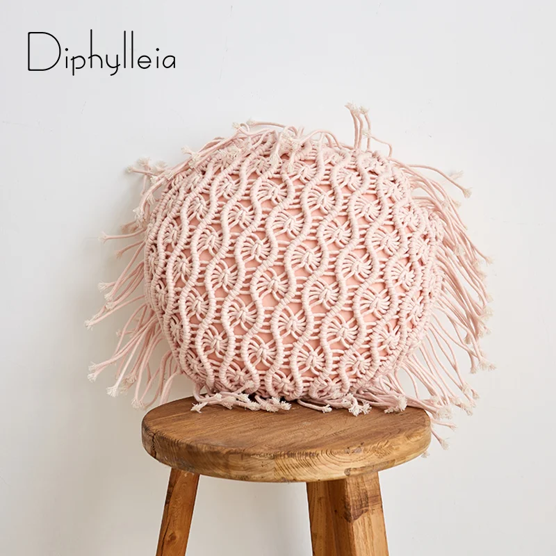 Diphylleia 2021 Macrame Pillow Case Hand Woven Cotton Thread Boho Geometry Bohemia Ethnic Style Round Cushion Cover Pink Color
Diphylleia 2021 Macrame Pillow Case Hand Woven Cotton Thread Boho Geometry Bohemia Ethnic Style Round Cushion Cover Pink Color