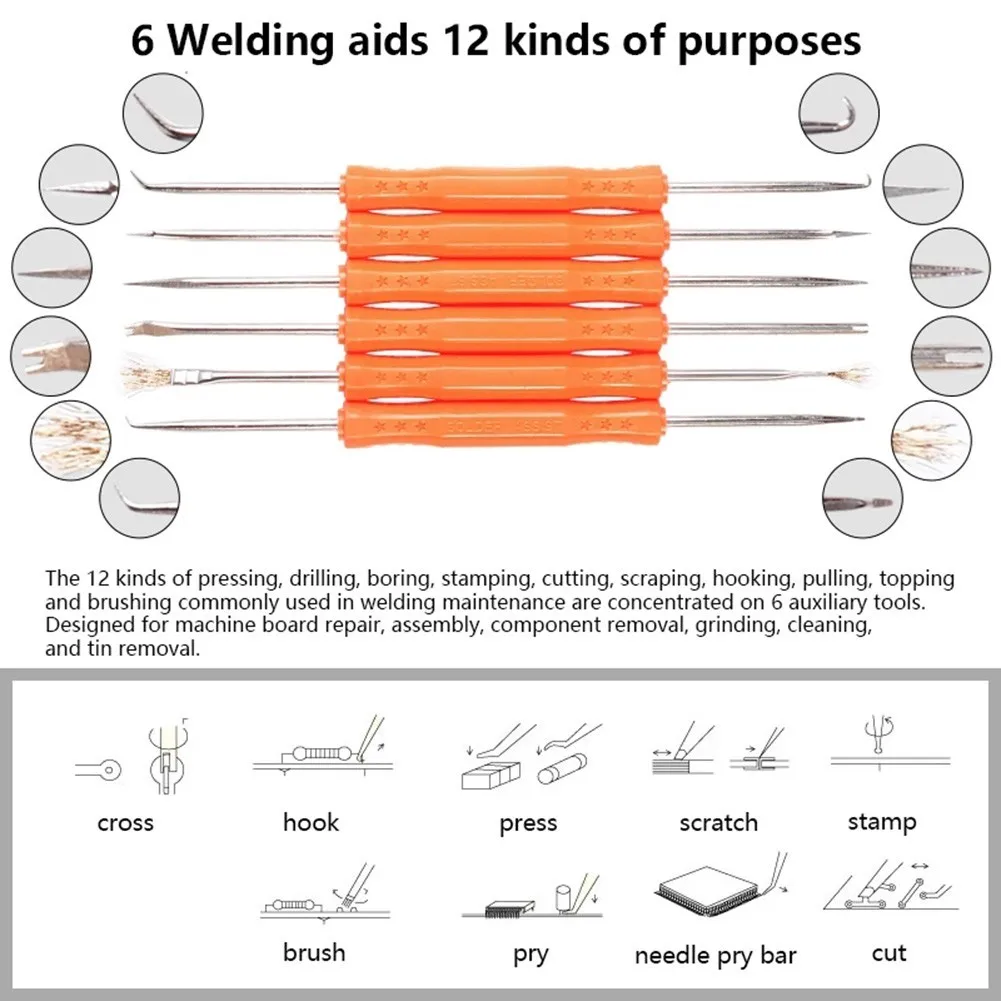 6pcs Desoldering Aid Tool Kit Soldering Assist Tools PCB Cleaning Repair Tool Kit Repair Tool Electronic Heat Assist Set
6pcs Desoldering Aid Tool Kit Soldering Assist Tools PCB Cleaning Repair Tool Kit Repair Tool Electronic Heat Assist Set