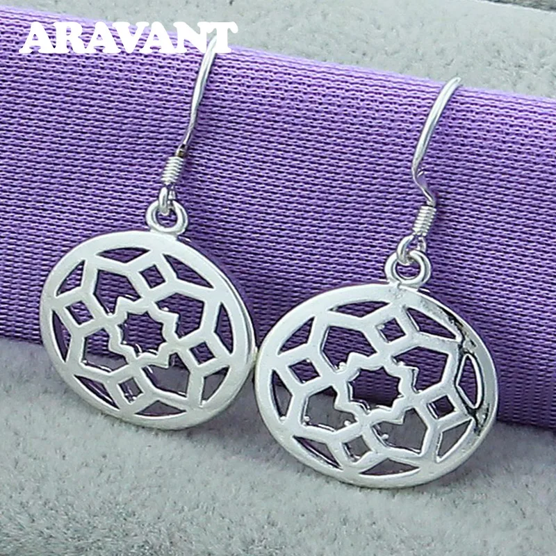New Arrival 925 Silver Round Flowers Drop Earrings For Women Fashion Wedding Silver Jewelry
New Arrival 925 Silver Round Flowers Drop Earrings For Women Fashion Wedding Silver Jewelry