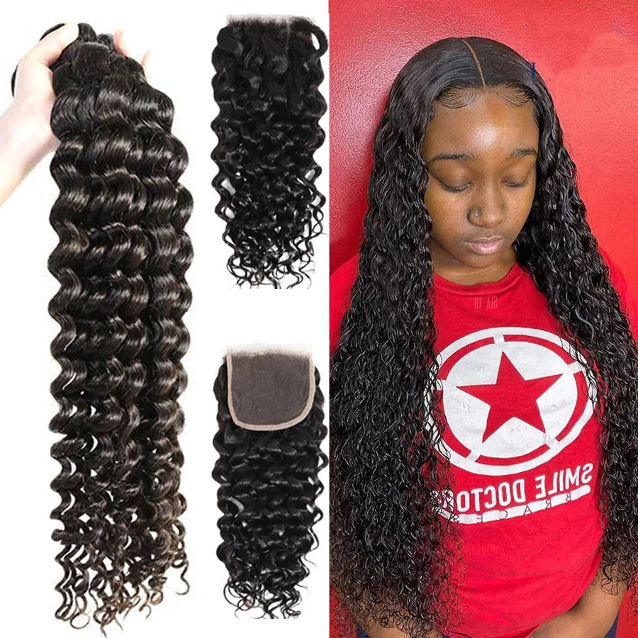 28 30 40 inches Deep Wave Bundles With Closure Brazilian Curly Human Hair Water Wave 3 4 Bundles Weave Lace Frontal Remy Virgin
28 30 40 inches Deep Wave Bundles With Closure Brazilian Curly Human Hair Water Wave 3 4 Bundles Weave Lace Frontal Remy Virgin