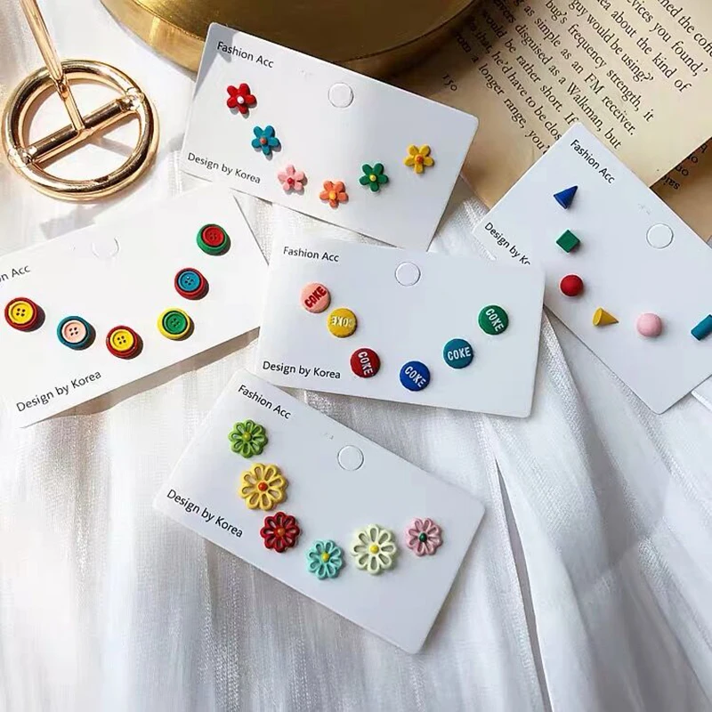 Korean Cute Colorful Flower Animals Stud Earrings Set Fashion Geometric Letter For Women Summer Holiday Jewelry Oorbellen 2020
Korean Cute Colorful Flower Animals Stud Earrings Set Fashion Geometric Letter For Women Summer Holiday Jewelry Oorbellen 2020