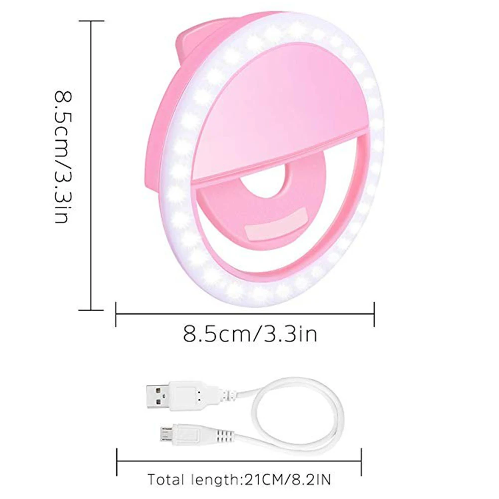 Mini Ring Light Phone Mounted Rechargeable with 36 LEDs 3000K-5000K Dimmable Selfie Ring Light for Phones iPad
Mini Ring Light Phone Mounted Rechargeable with 36 LEDs 3000K-5000K Dimmable Selfie Ring Light for Phones iPad