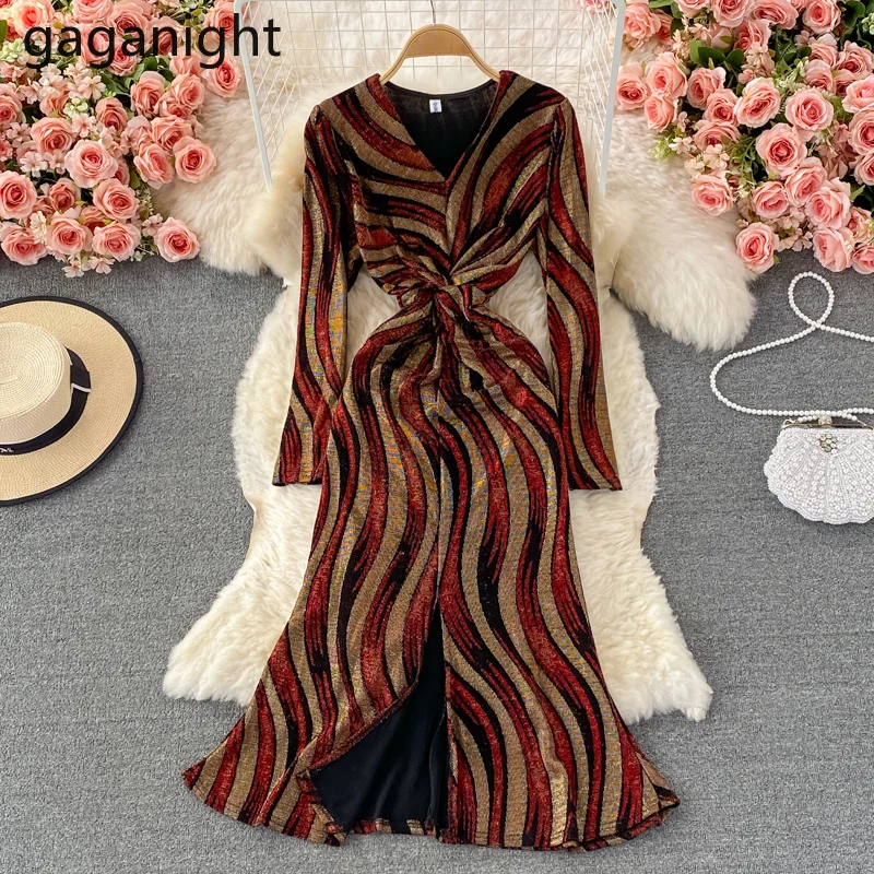 Gaganight Vintage Women Striped Bright Silk Maxi Dress Long Sleeves V Neck Fashion OL Bodycon Party Dresses A Line Mermaid Robe
Gaganight Vintage Women Striped Bright Silk Maxi Dress Long Sleeves V Neck Fashion OL Bodycon Party Dresses A Line Mermaid Robe