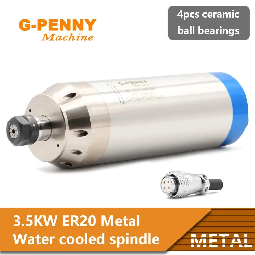 G-Penny Metal Working Spindle 3.5KW ER20 Water Cooled Spindle Motor Pole=4 800Hz used for Metal Copper iron Stainless Steel etc
G-Penny Metal Working Spindle 3.5KW ER20 Water Cooled Spindle Motor Pole=4 800Hz used for Metal Copper iron Stainless Steel etc