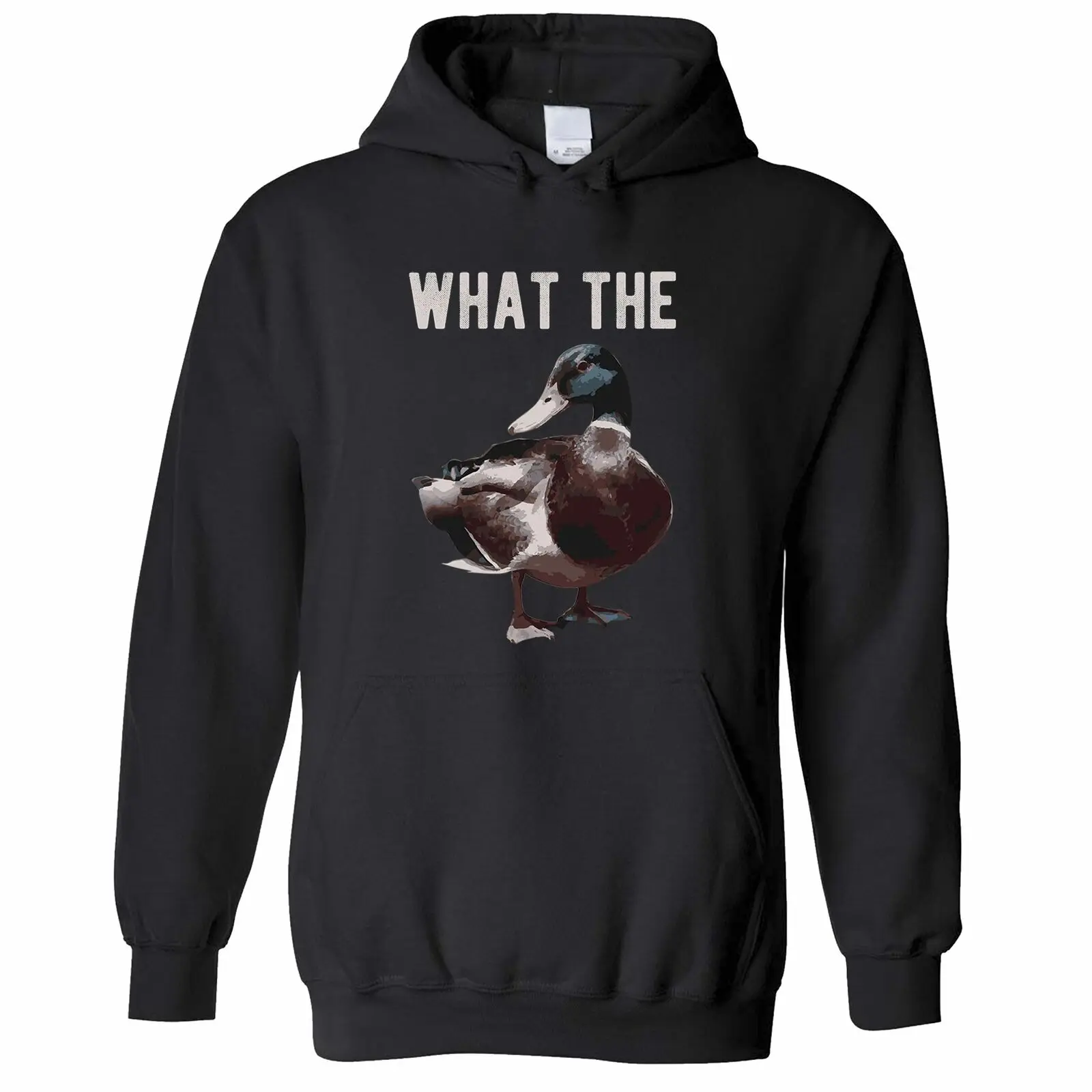 Новинка толстовка с капюшоном надписью What The Duck | Мужская одежда