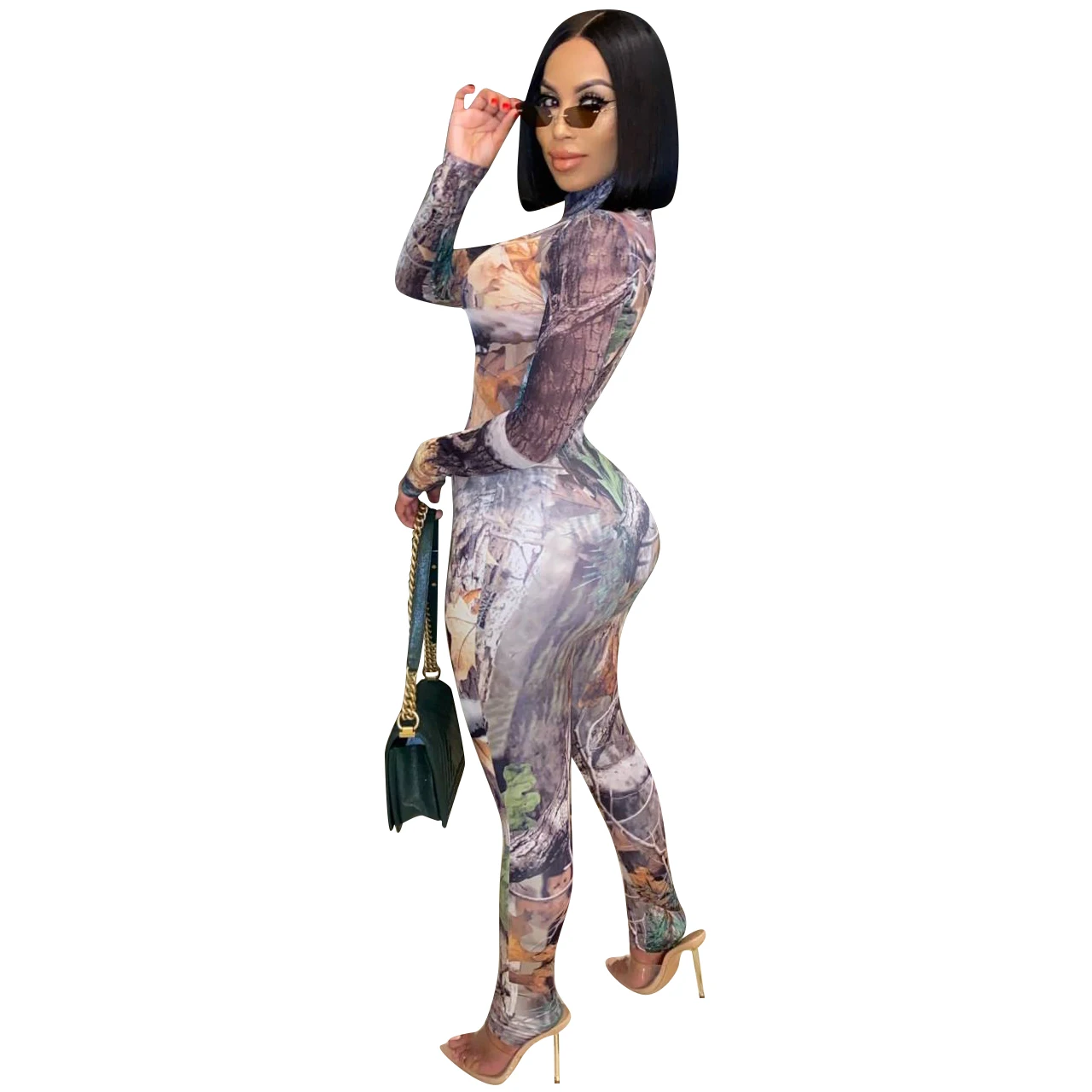 2021 Hottest Printing Women Long Sleeves Rompers High Neck Mesh Skinny Nightclub Party Jumpsuits Spring New Arrivals Outfits 
2021 Hottest Printing Women Long Sleeves Rompers High Neck Mesh Skinny Nightclub Party Jumpsuits Spring New Arrivals Outfits