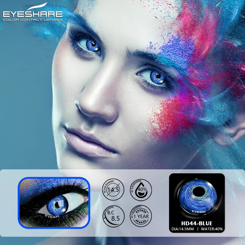 Цветные контактные линзы EYESHARE для глаз 2 шт. Аниме Косплей цветные ed синие
