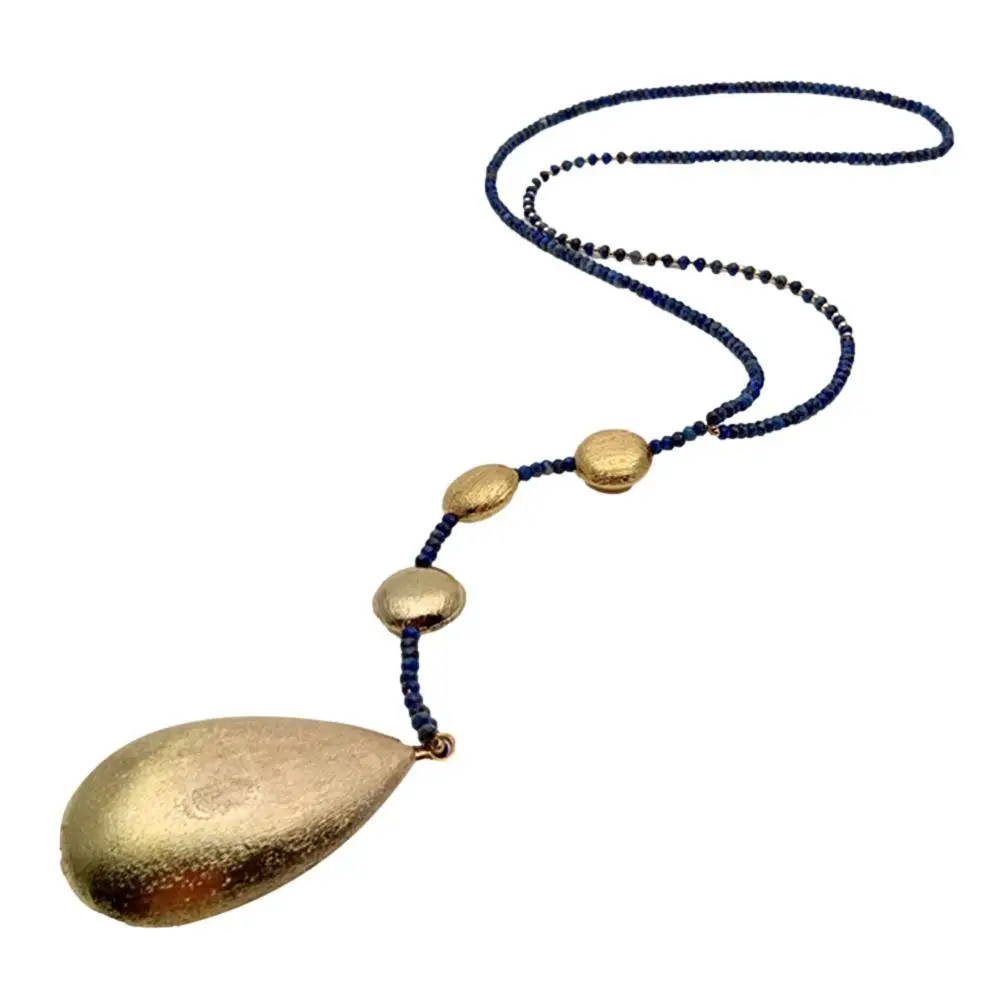 Y·YING Natural Rearl Lapis Lazuli Long Necklace Gold Plated Brushed Teardrop Pendant
Y·YING Natural Rearl Lapis Lazuli Long Necklace Gold Plated Brushed Teardrop Pendant