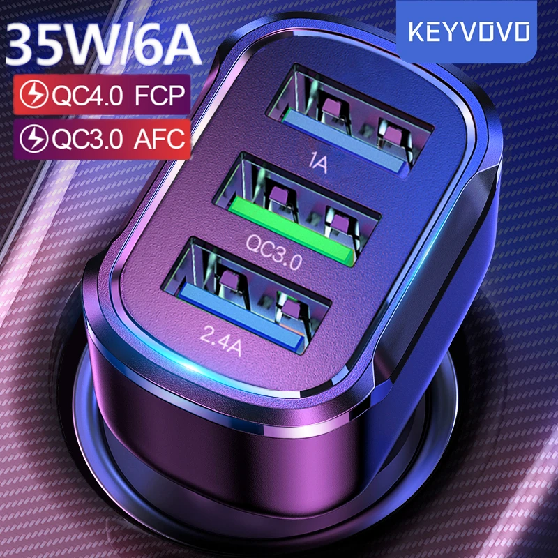 Автомобильное зарядное устройство с 3 USB портами 35 Вт QC 0 4 0|Зарядные устройства