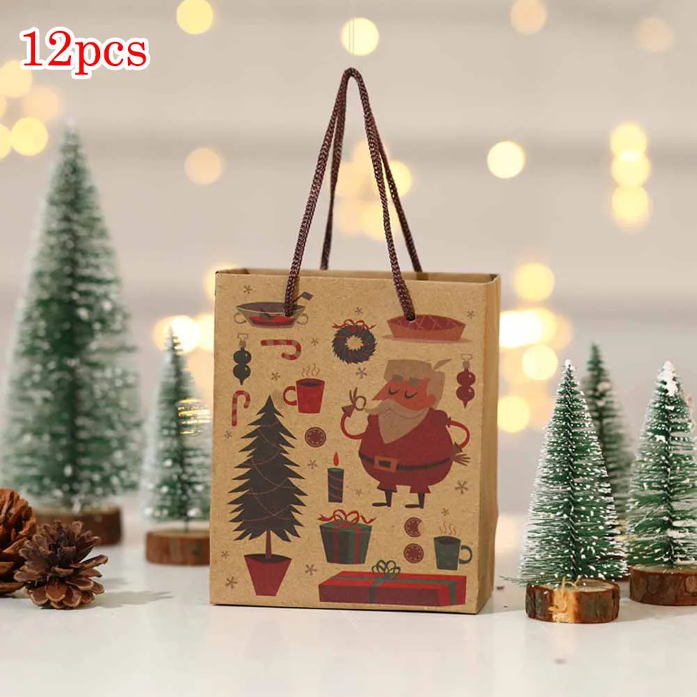 12pcs Christmas Wrapping Favor Kraft Paper Bag With Handles For Xmas Decorations Candy Cookies Packaging Paper Box Gift Party
12pcs Christmas Wrapping Favor Kraft Paper Bag With Handles For Xmas Decorations Candy Cookies Packaging Paper Box Gift Party