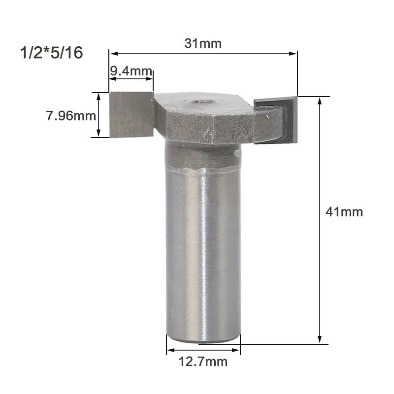 1/2" 12.7mm Shank T Type Slotting Cutter Router Bit for Woodworking T-slot Milling Cutter
1/2" 12.7mm Shank T Type Slotting Cutter Router Bit for Woodworking T-slot Milling Cutter