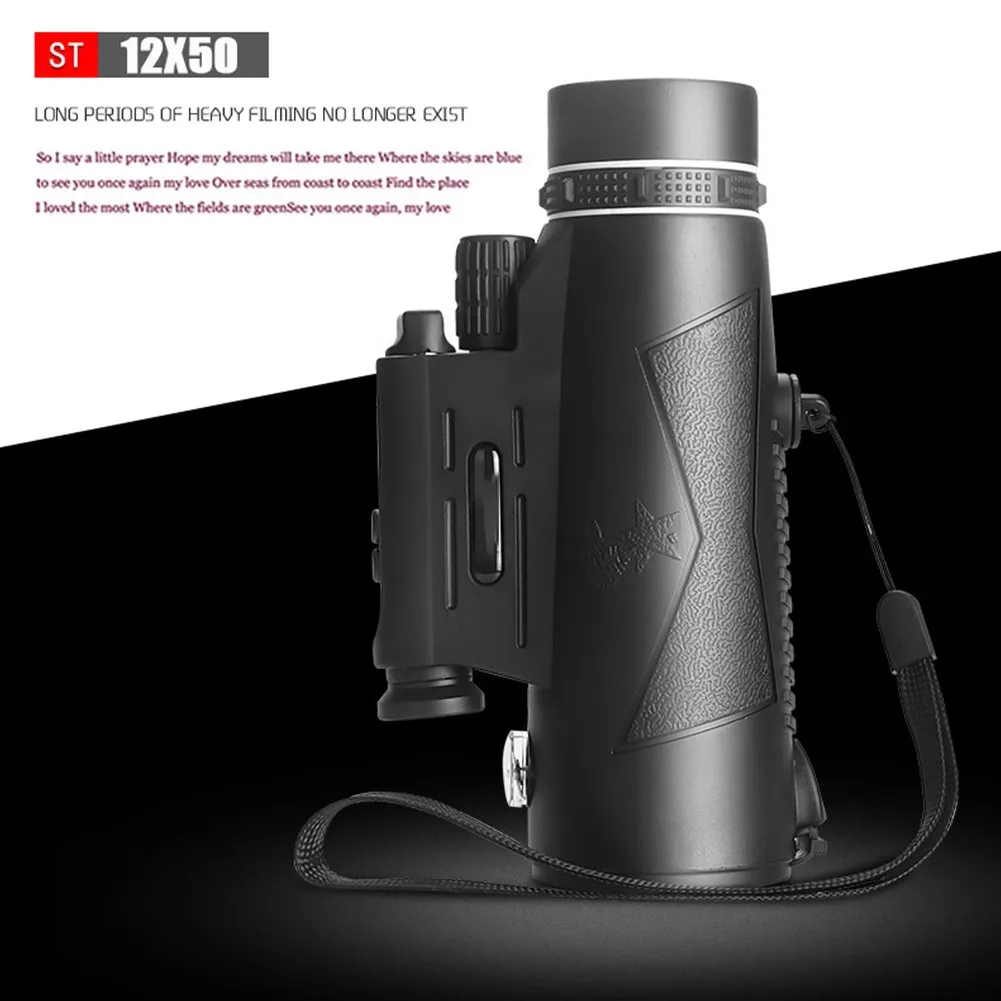 High Powerful 12x50 Monocular Telescope Night Vision Light High Definition High Low Light Night Vision For Hiking Camping
High Powerful 12x50 Monocular Telescope Night Vision Light High Definition High Low Light Night Vision For Hiking Camping