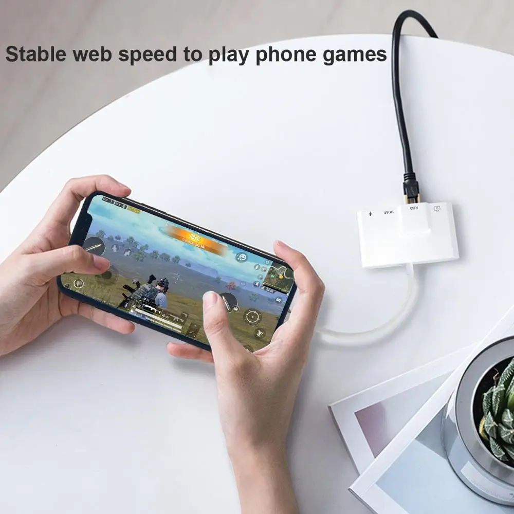 4in1 100Mbps Lan RJ45 Net Work 1080P HDMI USB OTG Camera Charging Adapter Hub For iPhone SE XS 11 XR 12 Mini Pro Max 7 8 Plus
4in1 100Mbps Lan RJ45 Net Work 1080P HDMI USB OTG Camera Charging Adapter Hub For iPhone SE XS 11 XR 12 Mini Pro Max 7 8 Plus