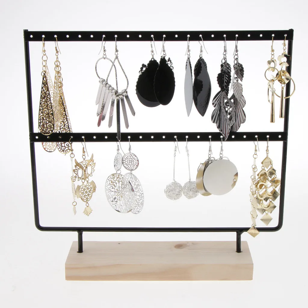 Wood Base Metal Jewelry Holder Display Stand Dangle Earrings Hanging 44 Holes Earrings Ceative Organizer Rack Showcase #BL3
Wood Base Metal Jewelry Holder Display Stand Dangle Earrings Hanging 44 Holes Earrings Ceative Organizer Rack Showcase #BL3