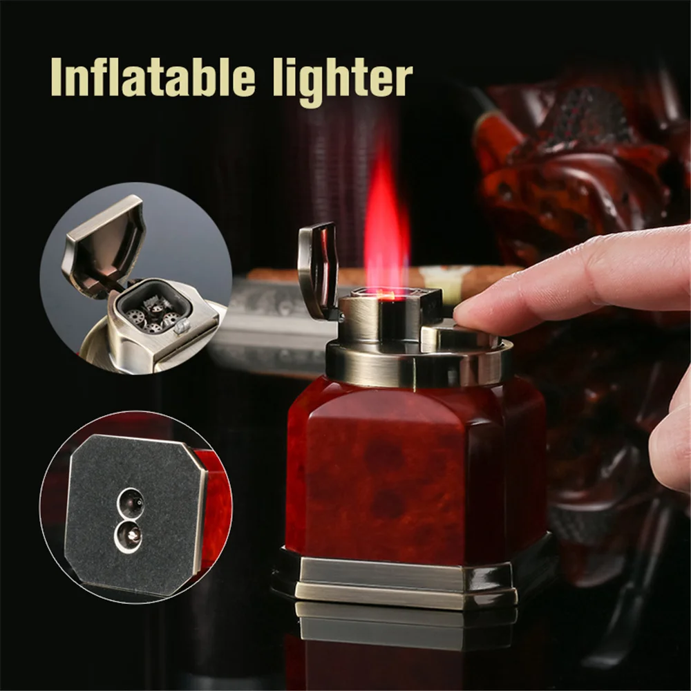 Metal Inflatable Lighter Desktop Windproof Torch Igniter Advanced Texture Red Wood Grain Smoking Accessories Men's Gift with Box
Metal Inflatable Lighter Desktop Windproof Torch Igniter Advanced Texture Red Wood Grain Smoking Accessories Men's Gift with Box