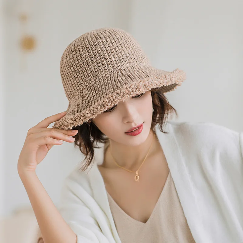 2019 осень и зима новая дикая дамская шляпа котелок корейская мода вязанная