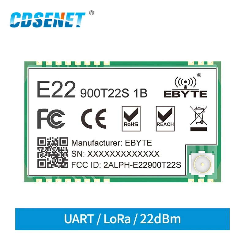 SX1262 UART 868MHz 915MHz E22-900T22S 1B LoRa Networking RSSI Wireless Transceiver 22dBm SMD IPEX Stamp Hole TCXO RF Module
SX1262 UART 868MHz 915MHz E22-900T22S 1B LoRa Networking RSSI Wireless Transceiver 22dBm SMD IPEX Stamp Hole TCXO RF Module