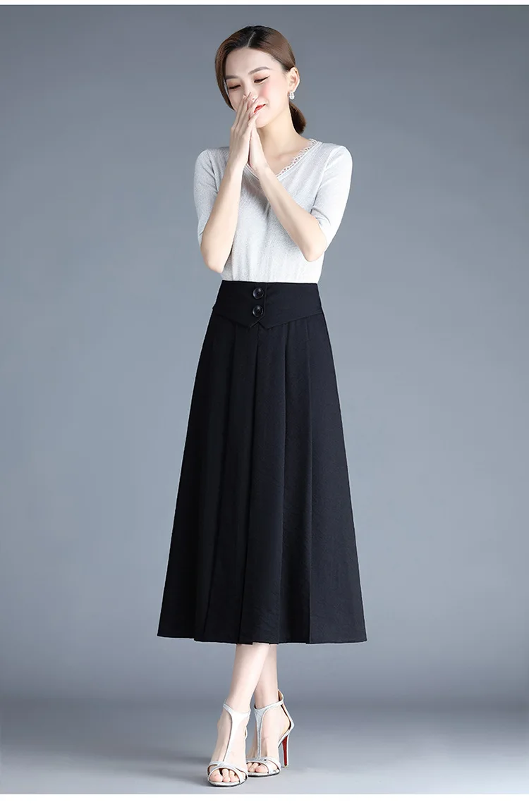 Women High Waist Elegant Formal Black Long Pleated Skirt Office Lady Loose Casual Plus Size Spring Summer Korean Skirts 6268
Women High Waist Elegant Formal Black Long Pleated Skirt Office Lady Loose Casual Plus Size Spring Summer Korean Skirts 6268