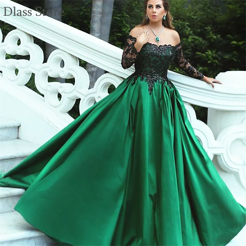 2020 Black-Appliques Long Sleeves Off Shoulder Elegant вечернее платье Evening Dress Black and Green Illusion Top Prom Gowns
2020 Black-Appliques Long Sleeves Off Shoulder Elegant вечернее платье Evening Dress Black and Green Illusion Top Prom Gowns