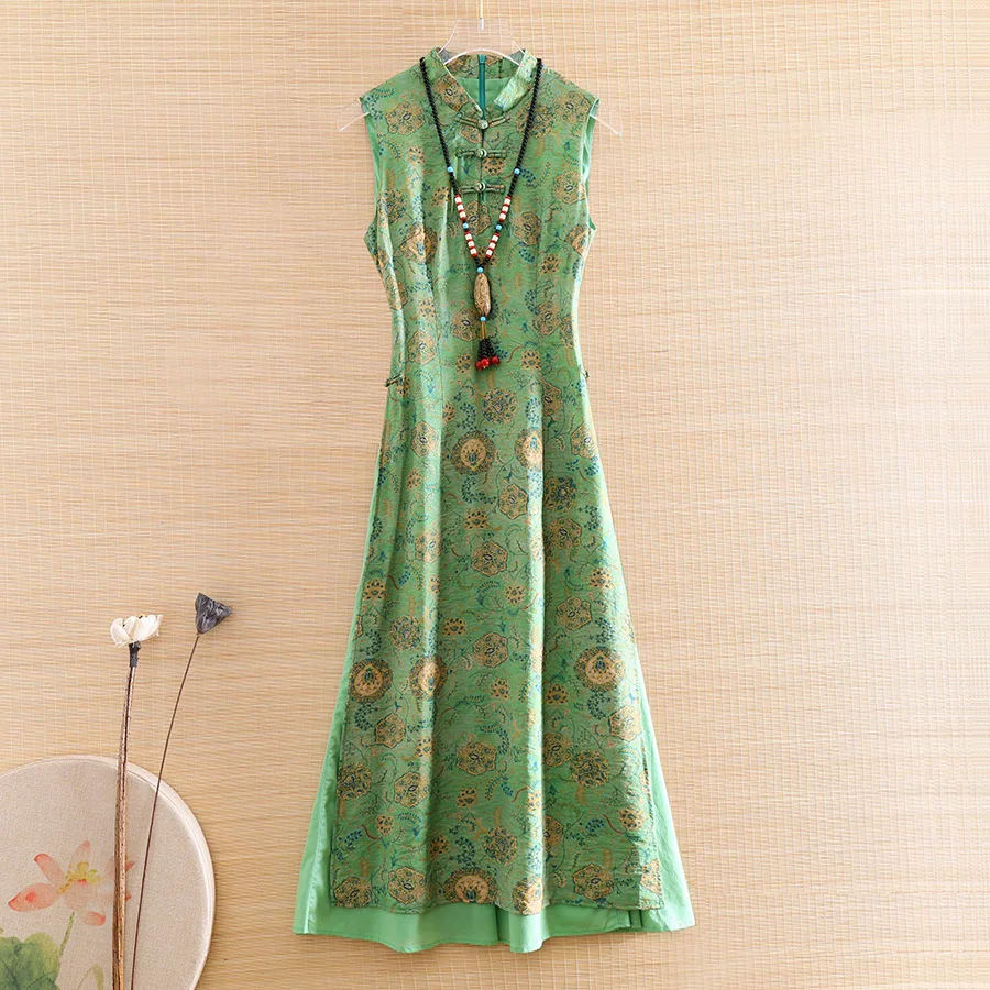 High-end Summer 2020 Women Print Ramie Cheongsam Dress Chinese Style A-line Slim Elgant Lady Floral Party Qiao Dress S-XXL
High-end Summer 2020 Women Print Ramie Cheongsam Dress Chinese Style A-line Slim Elgant Lady Floral Party Qiao Dress S-XXL