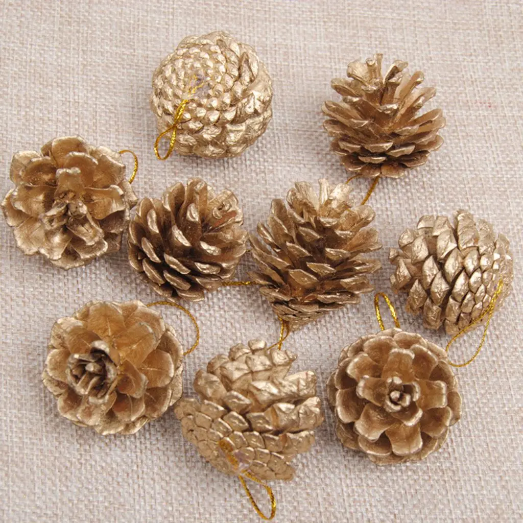 

9Pcs/set Christmas Gold Silver Pine Cone Artificial Bouquet DIY Christmas Decorations for Home New Year Xmas Decoration