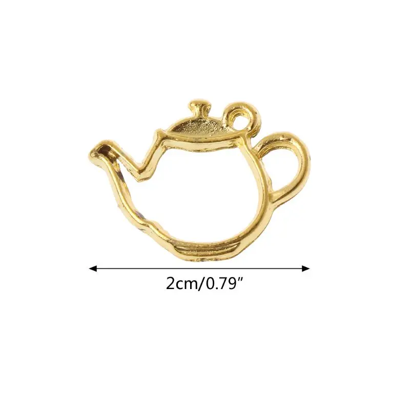 

87HC 5Pcs Small Teacup Metal Frames Blank Pendant Open Bezel Setting UV Resin Jewelry
