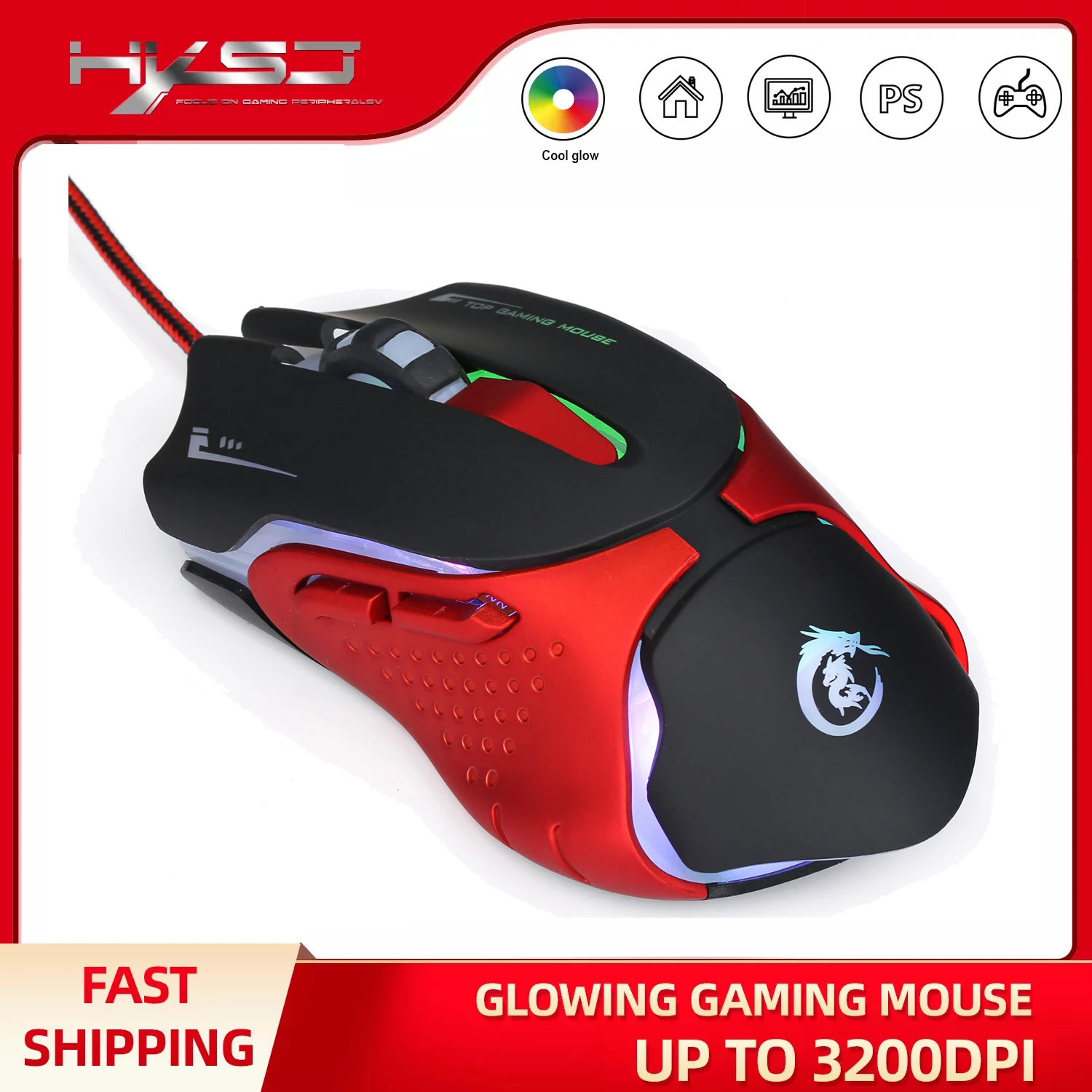 HXSJ 3200DPI Sound Click USB Wired Gaming Mouse Gamer 6 Buttons Optical Ergonomics Computer Mice For PC Mac Laptop Game LOL
HXSJ 3200DPI Sound Click USB Wired Gaming Mouse Gamer 6 Buttons Optical Ergonomics Computer Mice For PC Mac Laptop Game LOL