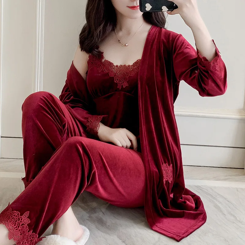 Female Sleep Set Velour Home Clothing 3pcs Pajamas Suit Pijamas Casual Lounge Softy Sleepwear Winter New Velvet Nightwear
Female Sleep Set Velour Home Clothing 3pcs Pajamas Suit Pijamas Casual Lounge Softy Sleepwear Winter New Velvet Nightwear