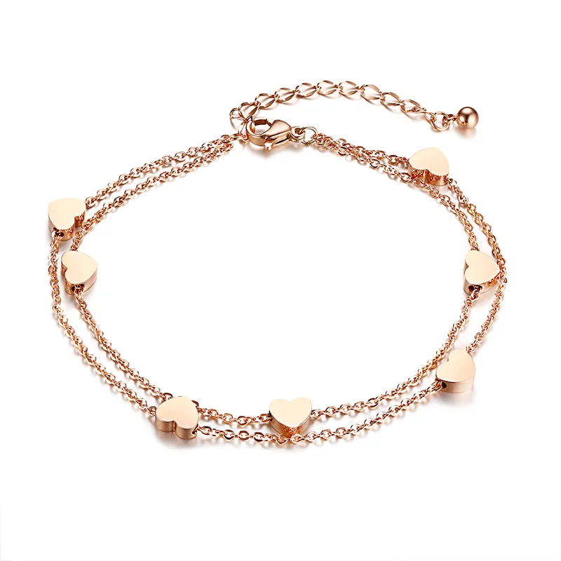 Double layers chain Link friendship love bracelets for women stainless steel charm Rose Gold Color
Double layers chain Link friendship love bracelets for women stainless steel charm Rose Gold Color