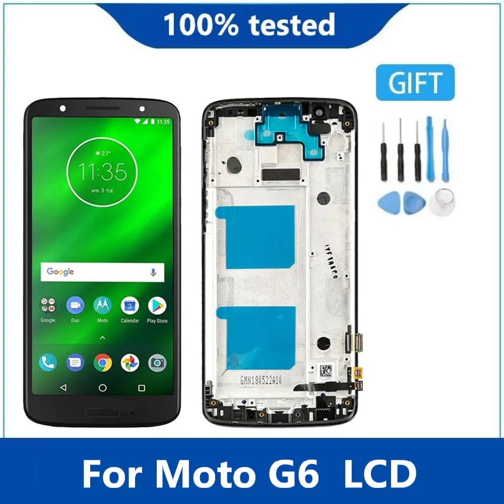 

Оригинальный Для 5,7 "Moto G6 XT1925 XT1925-3 ЖК-дисплей, экран с дигитайзером, замена для Motorola Moto G6 LCD с рамкой
