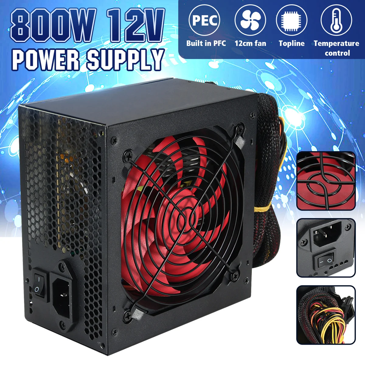 800W Multi-channel PC Power Supply with 12cm Fan Computer Power Supply for Intel AMD PC 12V ATX SLI PCI-E PC Gaming
800W Multi-channel PC Power Supply with 12cm Fan Computer Power Supply for Intel AMD PC 12V ATX SLI PCI-E PC Gaming