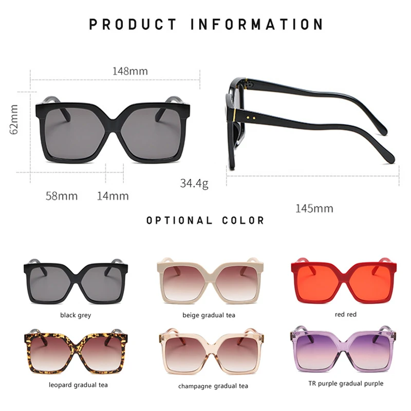 LongKeeper Vintage Oversize Square Sunglasses Women Luxury Brand Rivet Sun Glasses Leopard Gradient Female oculos feminino
LongKeeper Vintage Oversize Square Sunglasses Women Luxury Brand Rivet Sun Glasses Leopard Gradient Female oculos feminino