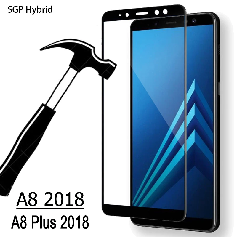 Полное покрытие из закаленного стекла для Samsung Galaxy A8 Plus 2018 Защитная пленка экрана