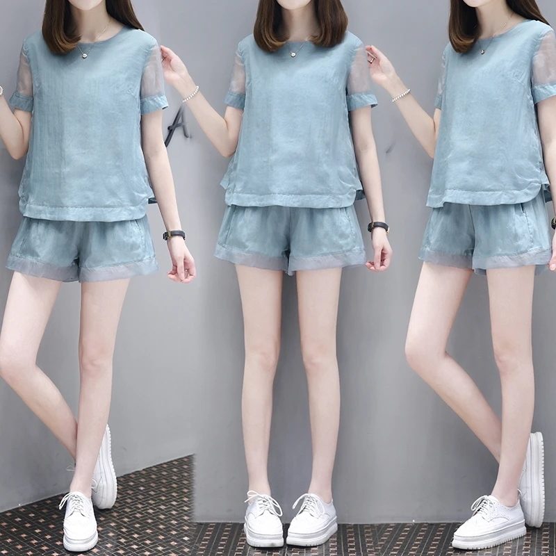 Women's Fashion 2020 Summer Sets 2 Pieces Solid Color Stitching Short Sleeve Organza Blouse+Baggy Shorts Tracksuits
Women's Fashion 2020 Summer Sets 2 Pieces Solid Color Stitching Short Sleeve Organza Blouse+Baggy Shorts Tracksuits