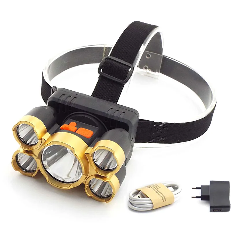 

5 LED Headlamp lanterna lampe USB frontal Head Lamp Light Troch hoofdlamp Rechargeable Headlight linterna Battery outdoor hiking