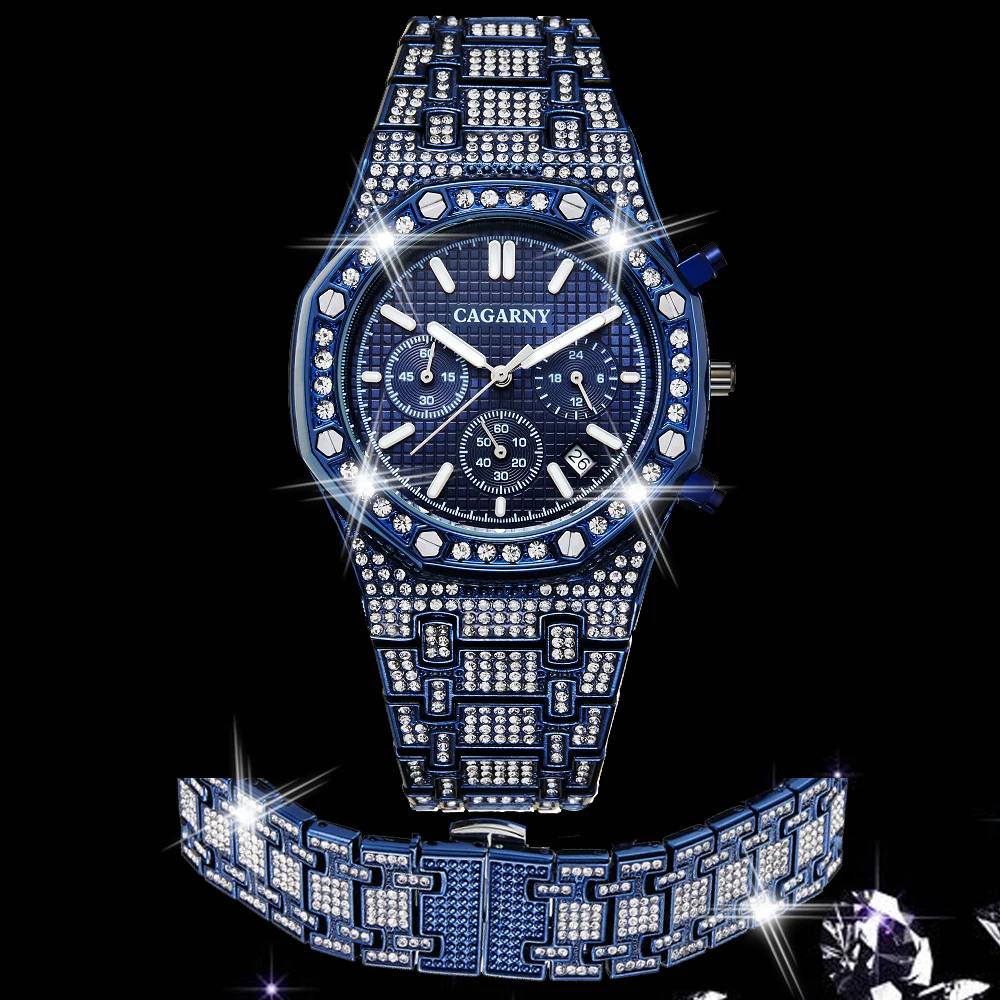 Мужские часы Cagarny в стиле хип-хоп, наручные часы с полностью покрытием бриллиантов, кварцевые часы, синие стальные часы, мужские водонепрони...
Мужские часы Cagarny в стиле хип-хоп, наручные часы с полностью покрытием бриллиантов, кварцевые часы, синие стальные часы, мужские водонепрони...