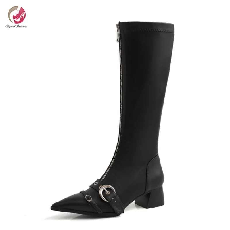 Original Intention Knee High Rivet Lace Boots Pointed Toe Square Heels Boots Real Leather Shoes Woman Casual Dress High Quality
Original Intention Knee High Rivet Lace Boots Pointed Toe Square Heels Boots Real Leather Shoes Woman Casual Dress High Quality