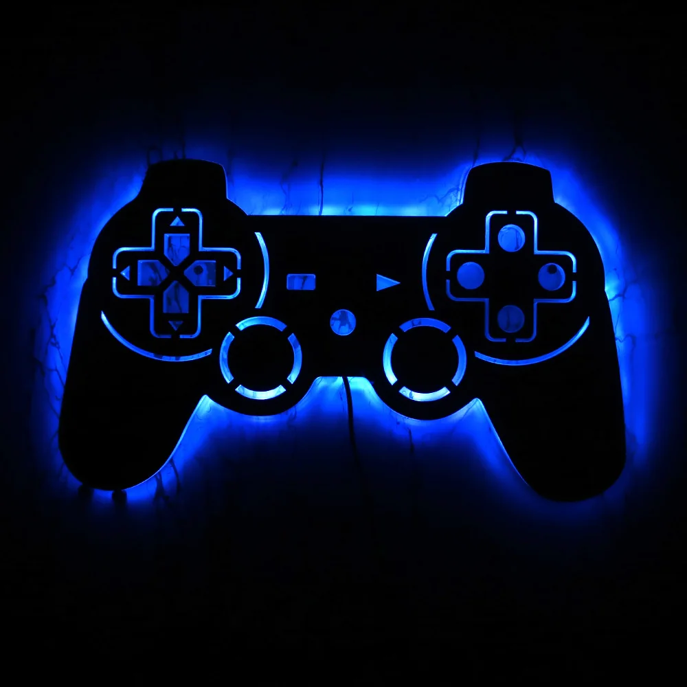 

Video Gamepad Controller Decorative Mirror with LED Backlight Luminous Wall Sign Gamers Wall Lamp Cool Game Room Interior Decor