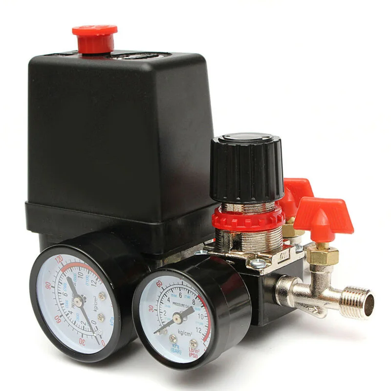 95-125PSI Air Compressor Pressure Valve Switch Manifold Relief Regulator Gauges Lighting Accessories Switches Tool Parts
95-125PSI Air Compressor Pressure Valve Switch Manifold Relief Regulator Gauges Lighting Accessories Switches Tool Parts