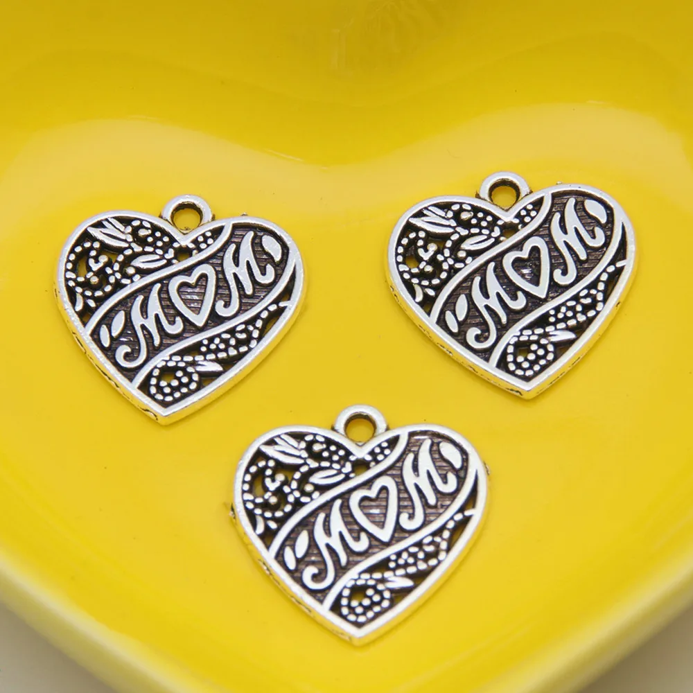30pcs Silver Color Love Heart Mom Charms Mother's Day Gift Pendant Jewelry Making DIY Handmade Accessories Wholesale A3421
30pcs Silver Color Love Heart Mom Charms Mother's Day Gift Pendant Jewelry Making DIY Handmade Accessories Wholesale A3421