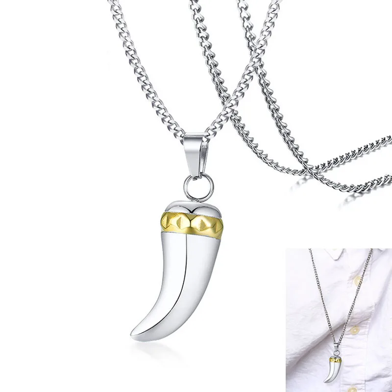 2020 Punk Wolf's Fang pendant necklaces for Men Two-Tone Stainless Steel Chains Necklaces Party jewelry PN001
2020 Punk Wolf's Fang pendant necklaces for Men Two-Tone Stainless Steel Chains Necklaces Party jewelry PN001