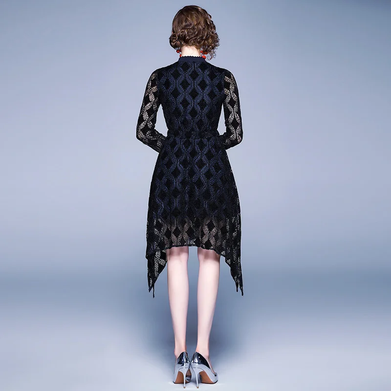 Women Slim Elegant Sexy Lace irregular Dress Female Fashion Office Party Robe Dark Blue Vintage Dresses Vestidos
Women Slim Elegant Sexy Lace irregular Dress Female Fashion Office Party Robe Dark Blue Vintage Dresses Vestidos